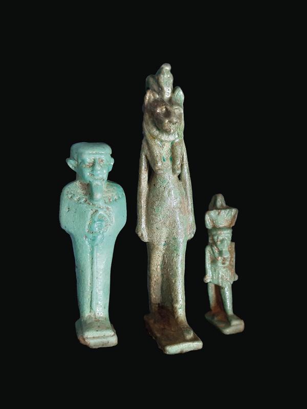 Ptah, Sekhmet and Nefertum. The Triad of Memphis. New Kingdom.